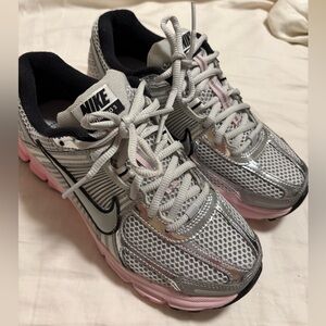 Nike Women's Silver and Pink Sneakers